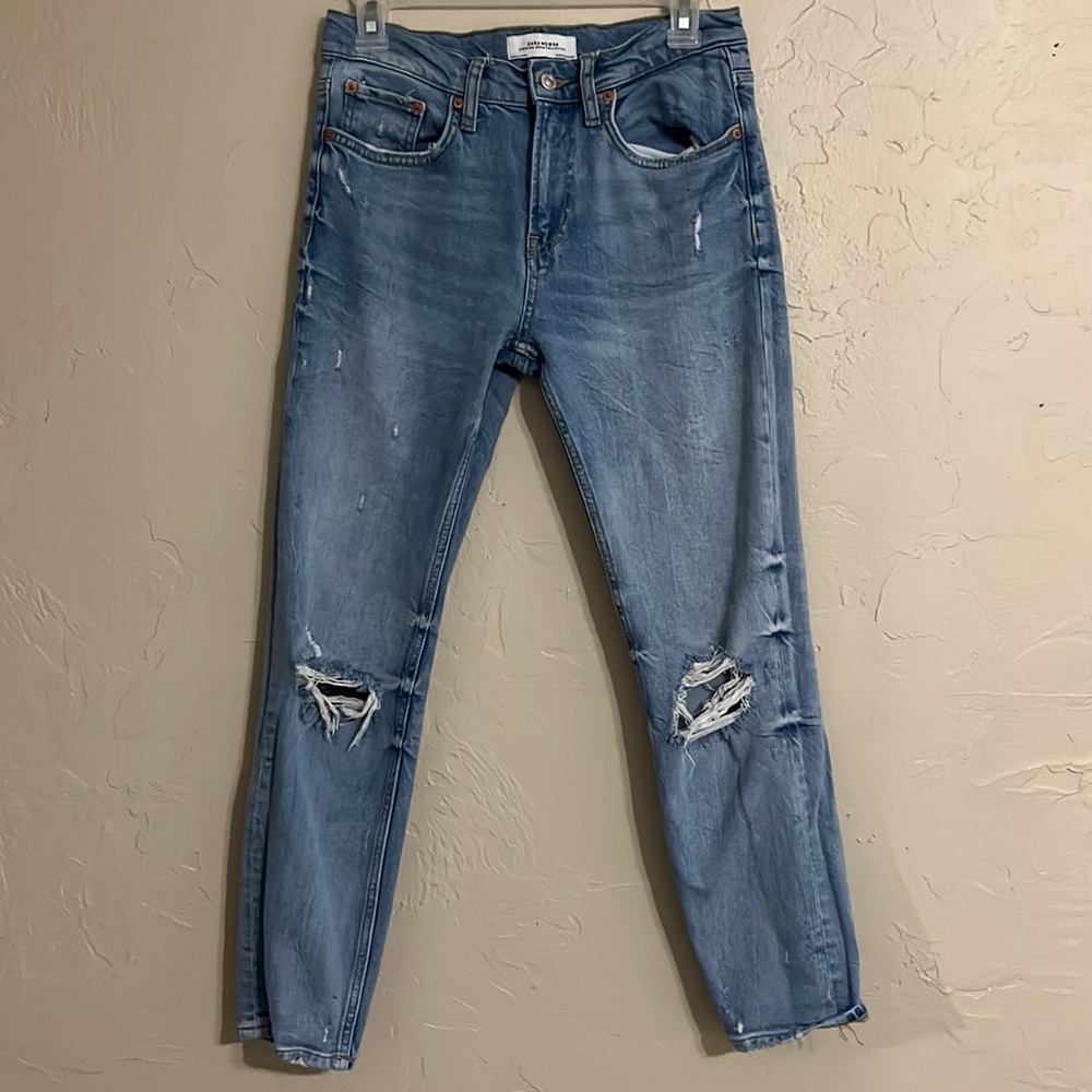 Zara Mid-Rise Distressed Jeans